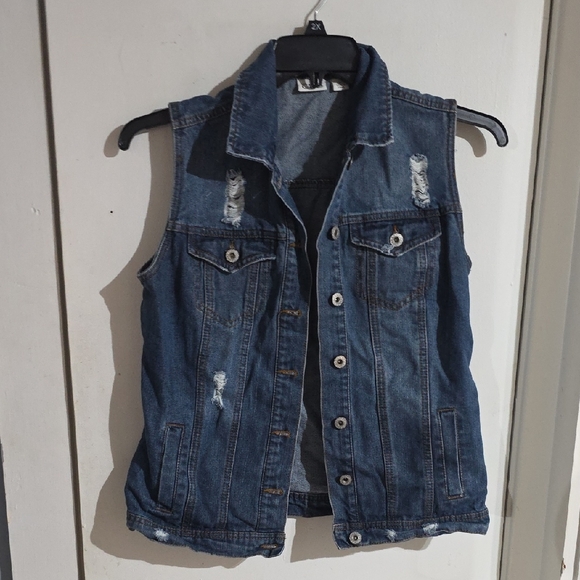 Cato Jackets & Blazers - Cato Distressed Blue Denim Vest